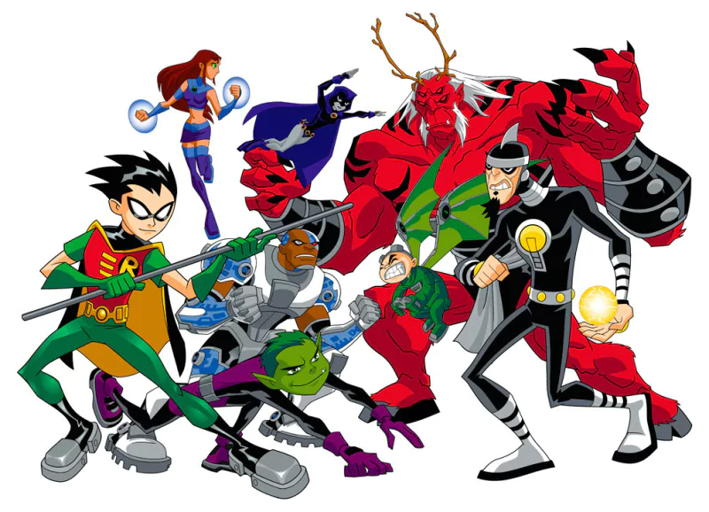 Doctor Light (DC Comics) Gizmo (DC Comics) Trigon Starfire (DC Comics) Beast Boy Cyborg (DC Comics) Raven (DC Comics) Robin (DC Comics) TV Show Teen Titans Image