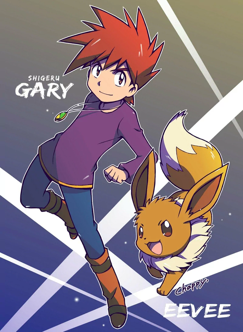 brown hair Eevee (Pokémon) Gary Oak (Pokémon) Anime Pokemon Image