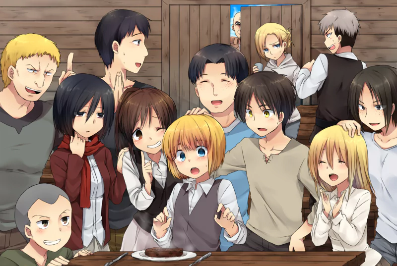 Bertolt Hoover Keith Shadis Historia Reiss Marco Bott Reiner Braun Mikasa Ackerman Jean Kirstein Armin Arlert Eren Yeager Annie Leonhart Anime Attack on Titan Image