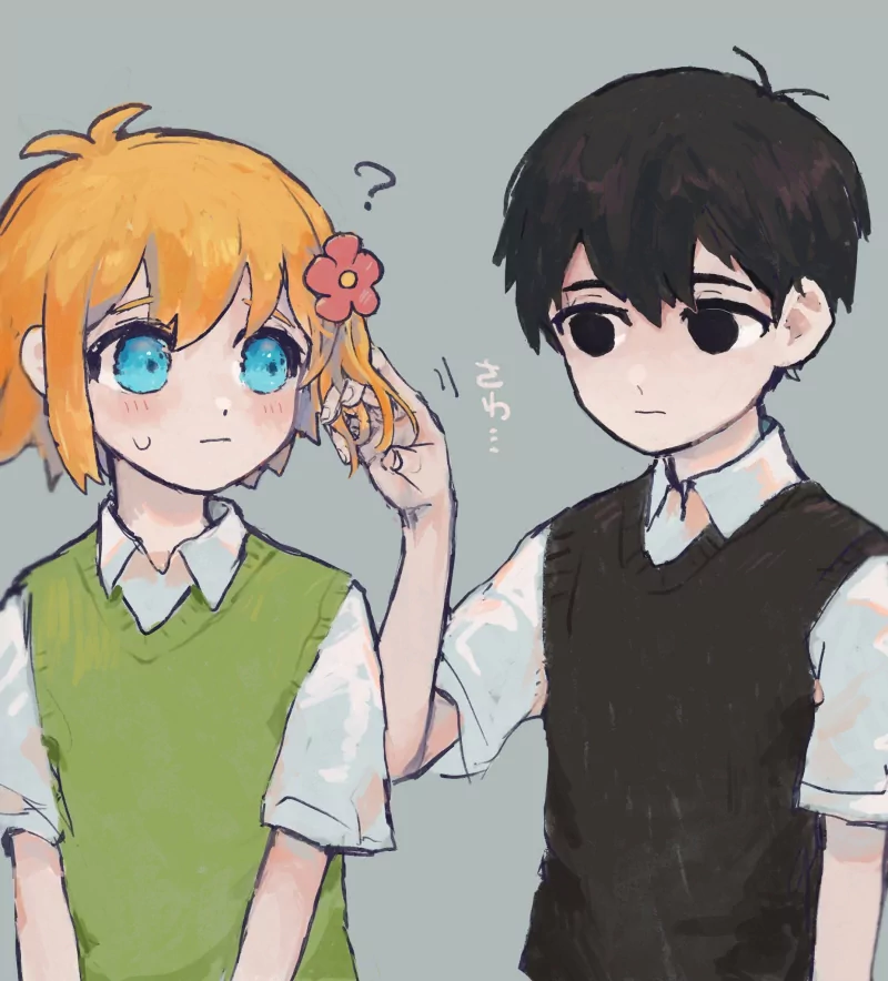 black eyes blue eyes black hair blonde Sunny (Omori) Basil (Omori) OMORI video game Image