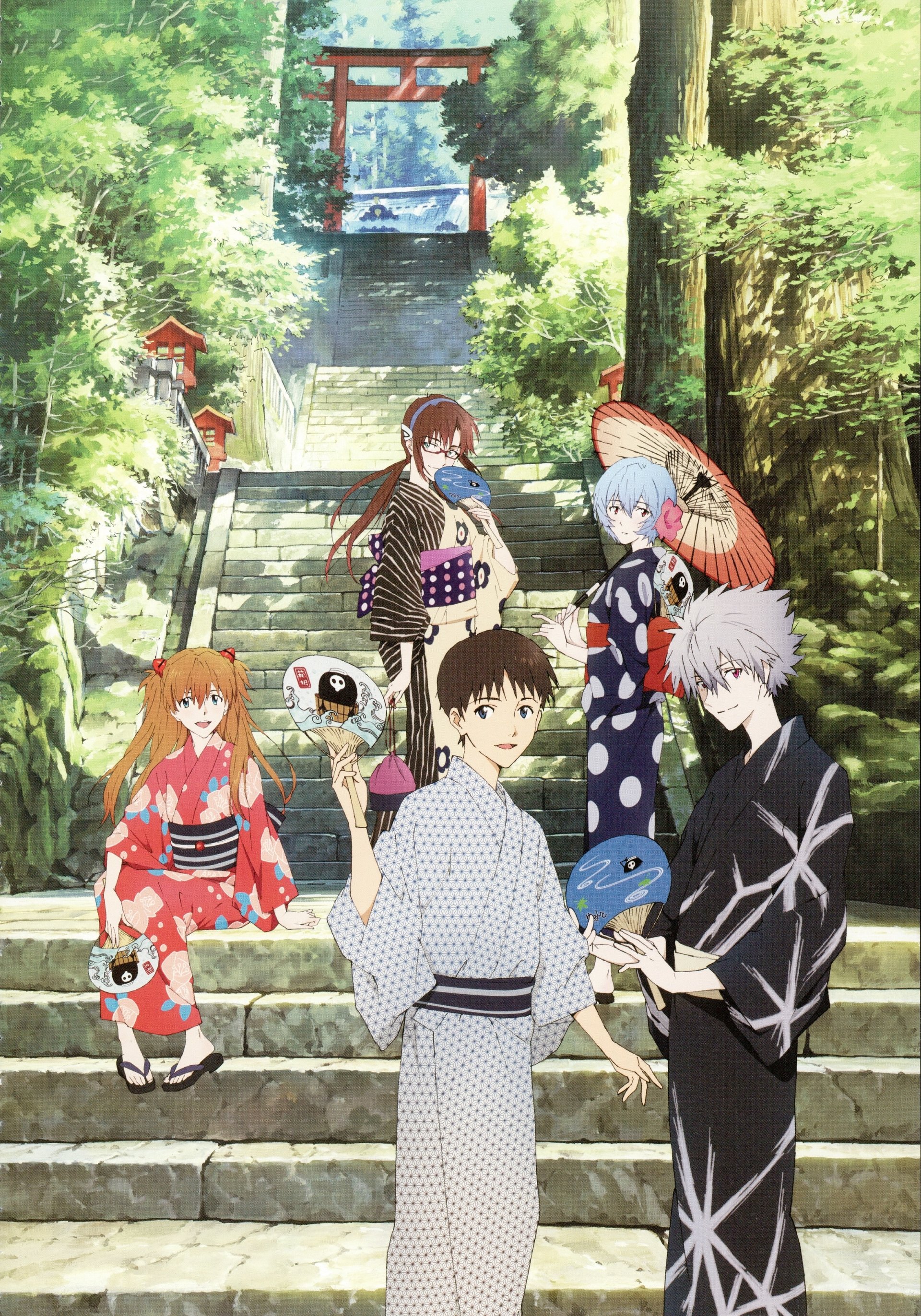 Download Kimono Shinji Ikari Kaworu Nagisa Rei Ayanami Asuka Langley Sohryu Mari Makinami Illustrious Anime Neon Genesis Evangelion Art