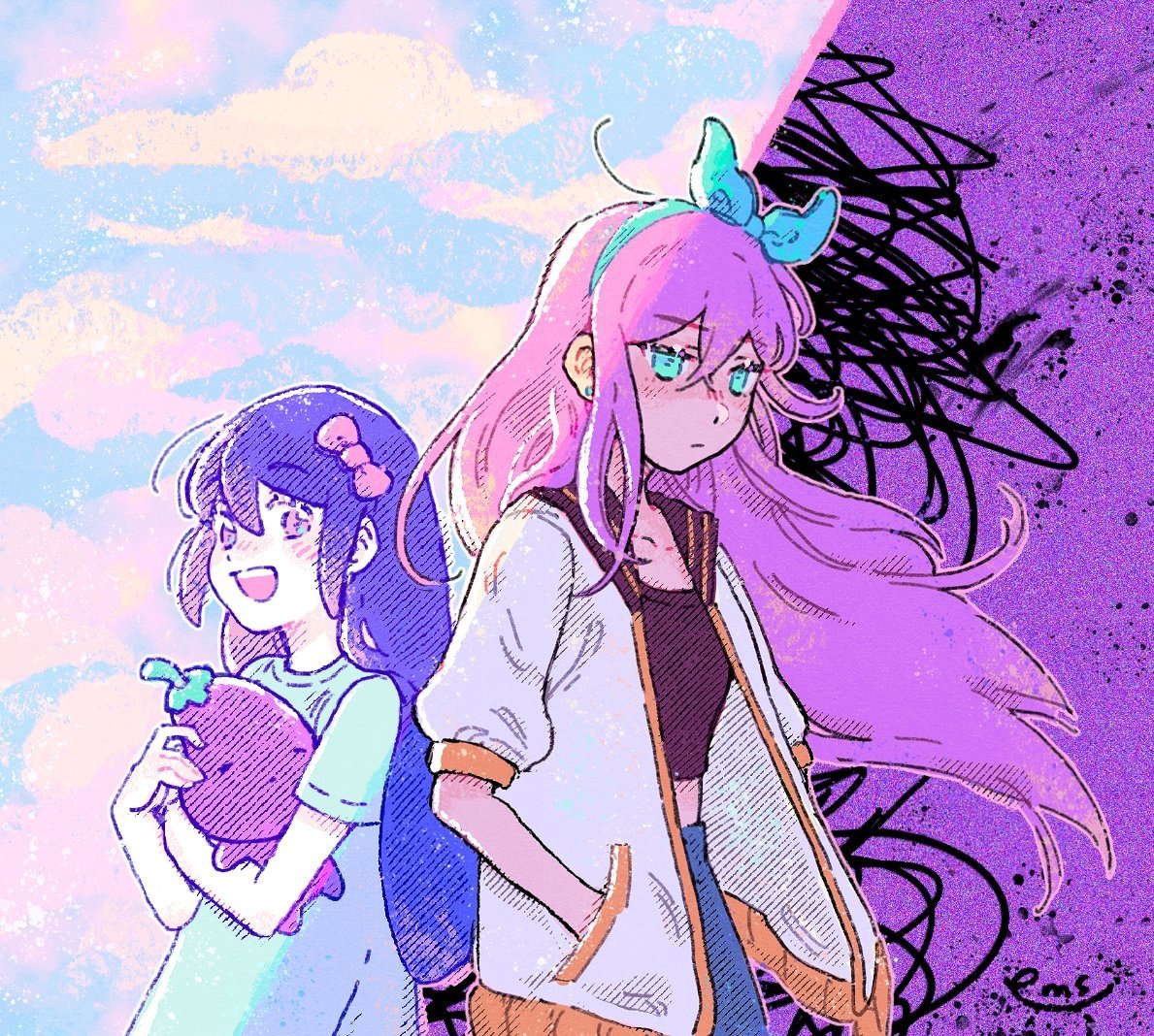 Download Long Hair Pink Hair OMORI Aubrey (Omori) Video Game Art