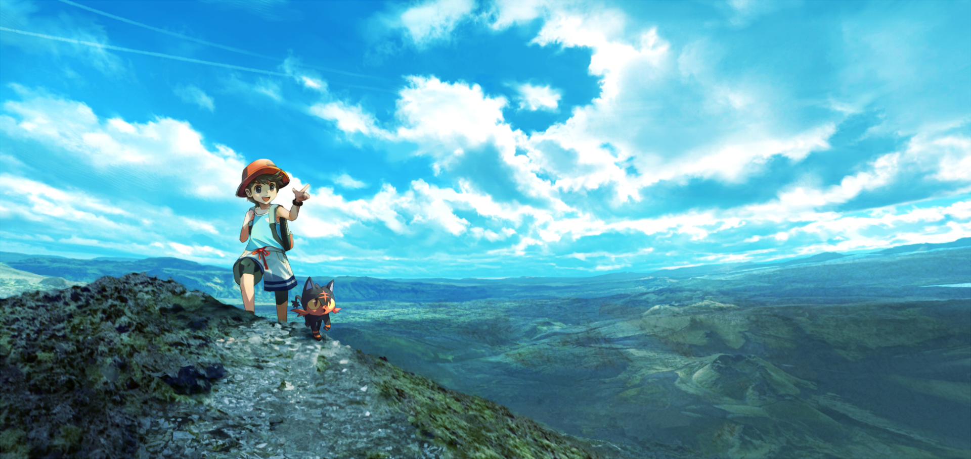 Download Hat Pokemon Sky Elio (Pokémon) Litten (Pokémon) Video Game Pokémon Ultra Sun And Ultra Moon Art