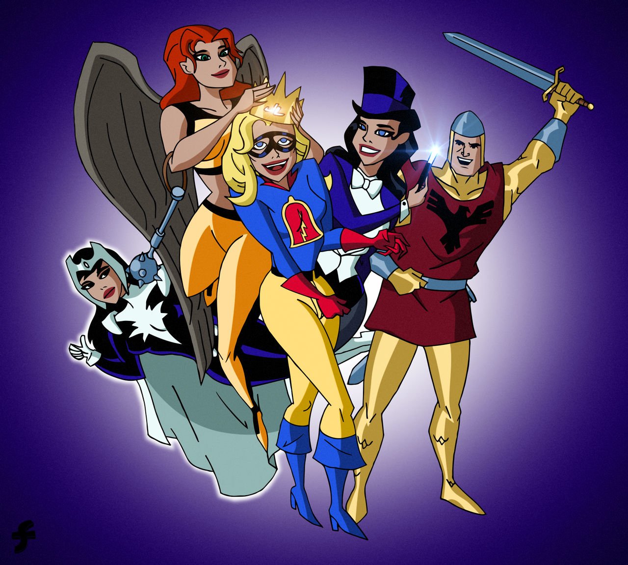 Download Hawkgirl (DC Comics) Zatanna Doctor Light (DC Comics) Shining Knight (DC Comics) Liberty Belle TV Show Justice League Unlimited Art