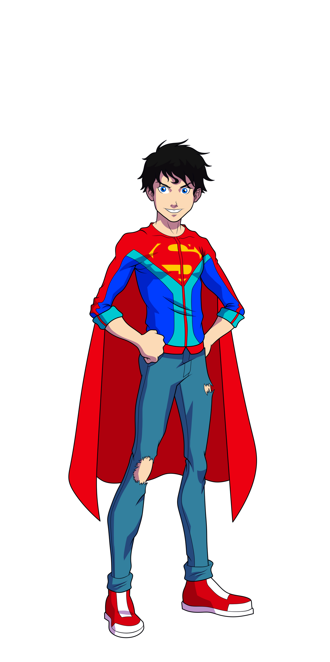Download Superboy Cape Sneakers Black Hair Blue Eyes Jon Kent TV Show Young Justice Art