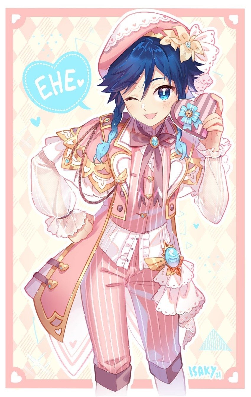 Download Two-toned Hair Blue Eyes Blue Hair Venti (Genshin Impact) Video Game Genshin Impact Art