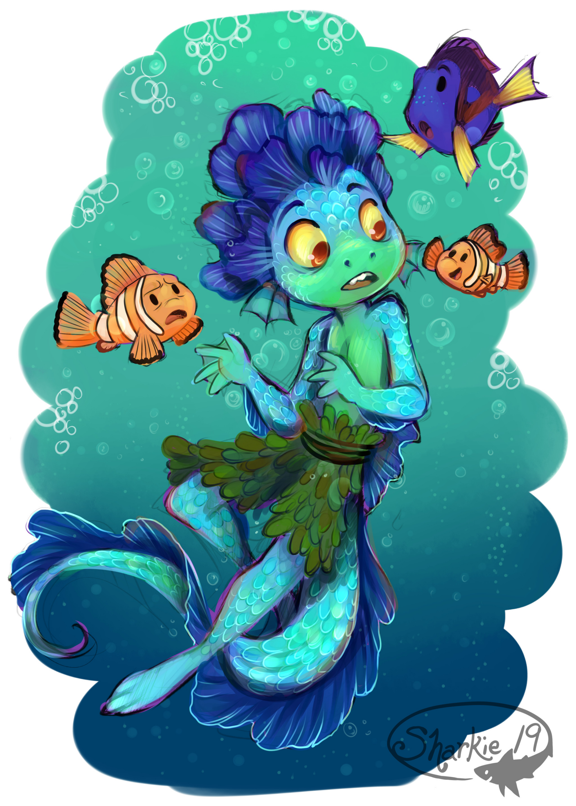 Download Finding Nemo Fish Sea Monster Marlin (Finding Nemo) Nemo (Finding Nemo) Dory (Finding Nemo) Luca Paguro Luca (Movie) Movie Crossover Art