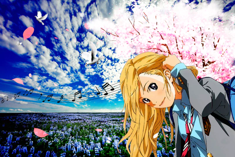 music sakura Kaori Miyazono spring Anime Your Lie in April Spring Anime Image