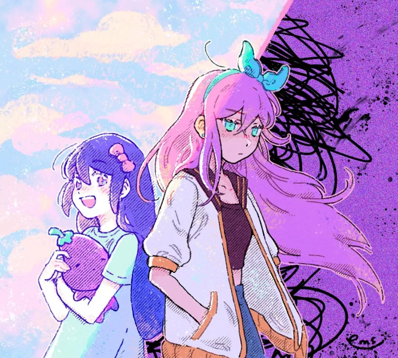 long hair pink hair OMORI Aubrey (Omori) video game Image