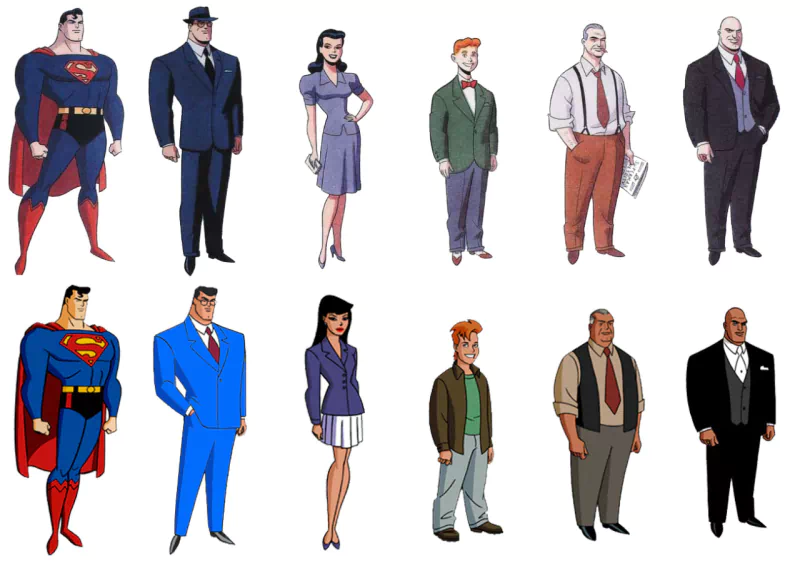 Superman Lex Luthor Perry White Jimmy Olsen Lois Lane Clark Kent TV Show Superman: The Animated Series Image