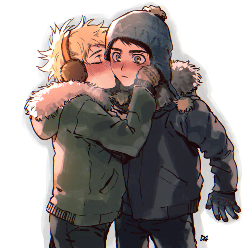 couple blush coat kiss Craig Tucker Tweek Tweak TV Show South Park Image