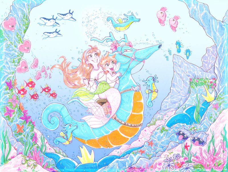 Luvdisc (Pokémon) water pokémon Magikarp (Pokémon) merman mermaid Blue (Pokémon) video game Pokemon Image
