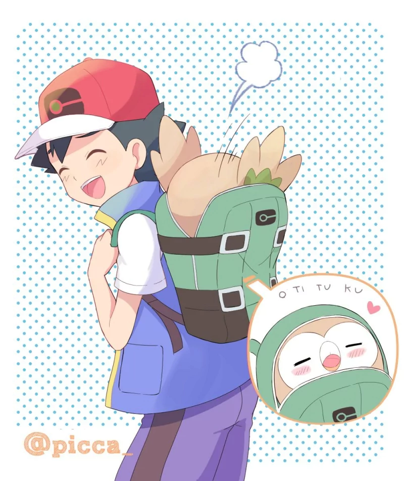 cap backpack Ash Ketchum Rowlet (Pokémon) Anime Pokemon Image