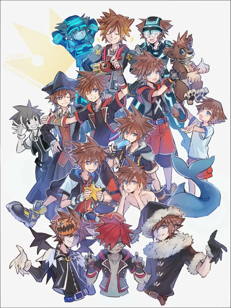 lion blue eyes brown hair merman Sora (Kingdom Hearts) video game Kingdom Hearts Image