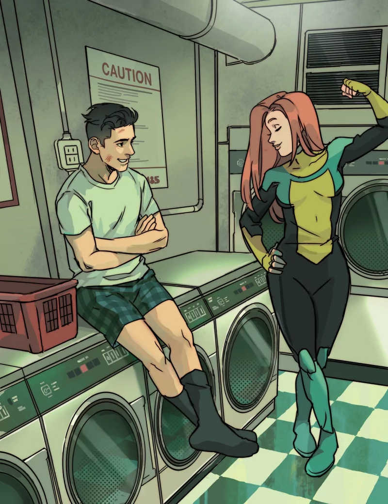 red hair black hair socks costume Invincible Mark Grayson Samantha Eve Wilkins TV Show Image