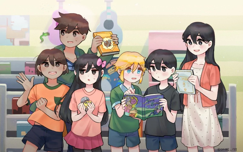 Hero (Omori) Mari (Omori) Kel (Omori) Aubrey (Omori) Sunny (Omori) Basil (Omori) video game OMORI Image