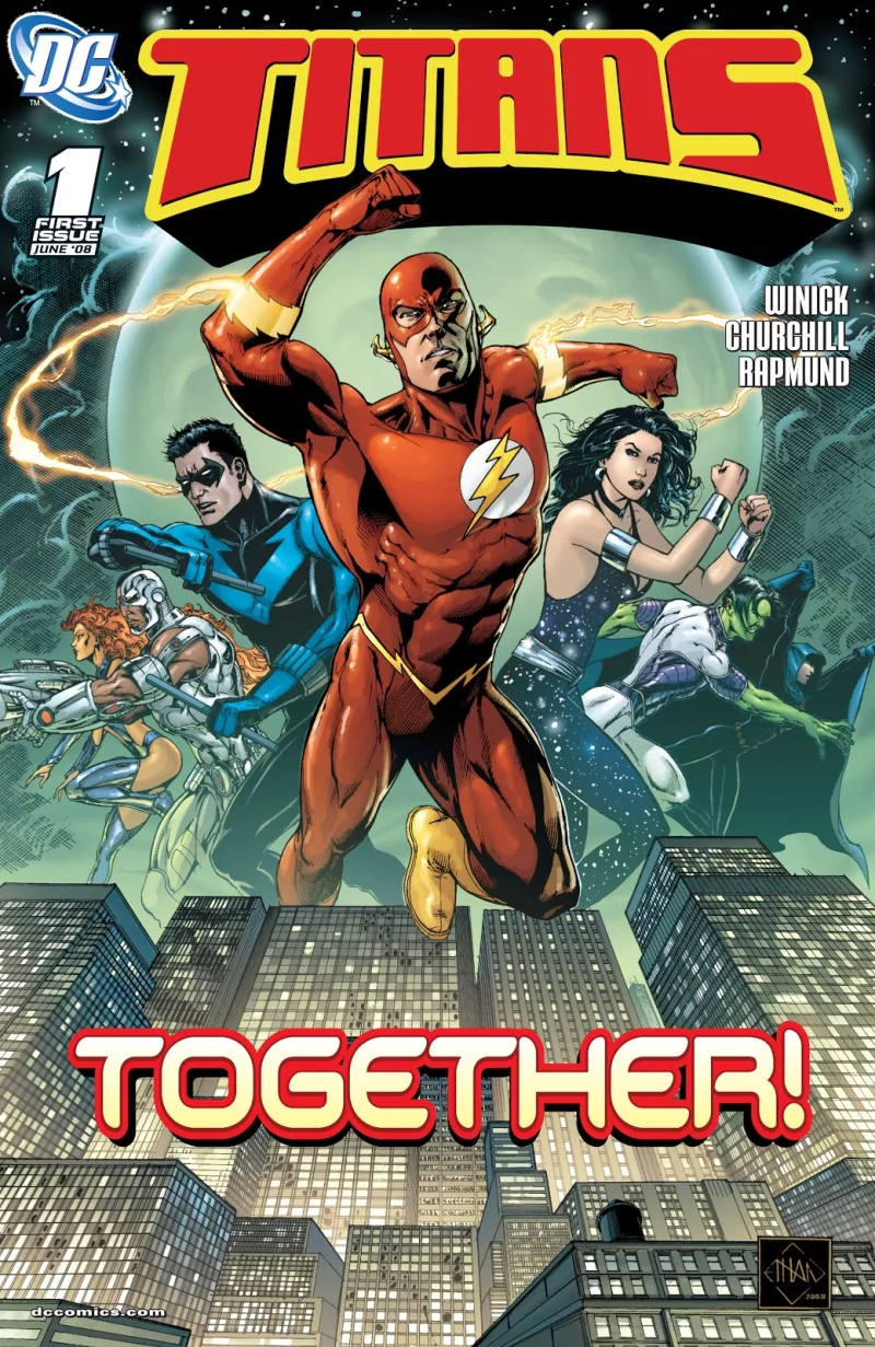 DC Comics Raven (DC Comics) Cyborg (DC Comics) Starfire (DC Comics) Dick Grayson Nightwing Beast Boy Donna Troy Wally West Flash Comic Titans Together Image