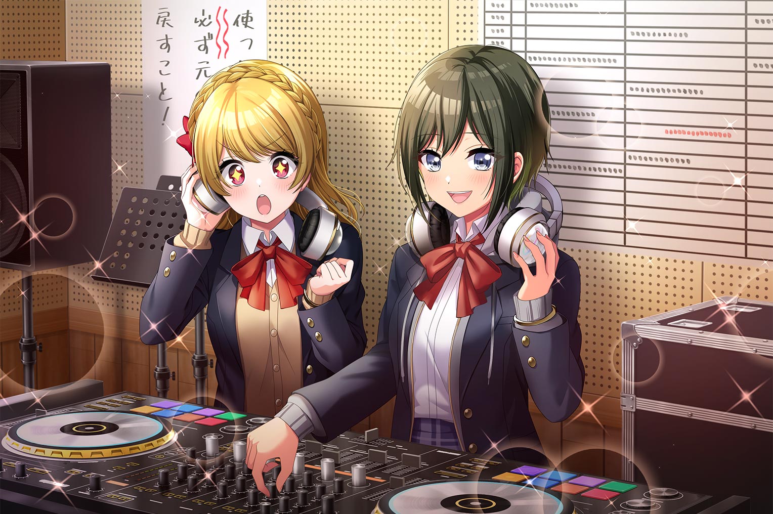 Maho teaching Rinku how to DJ