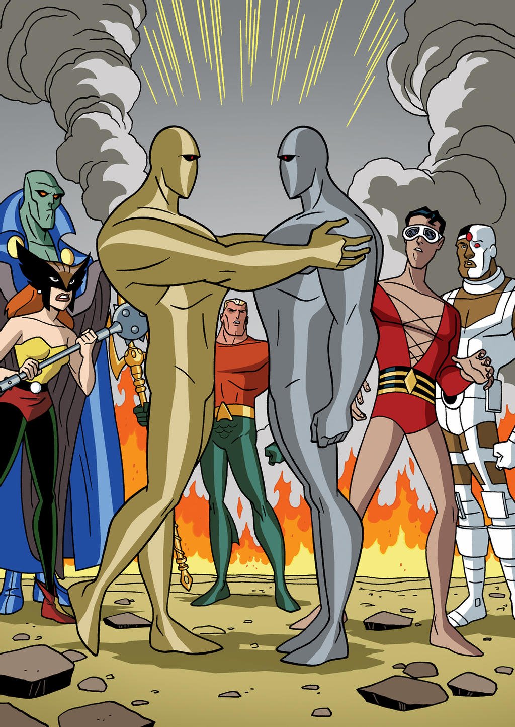 Download Shayera Hol Aquaman Plastic Man Martian Manhunter Cyborg (DC Comics) Hawkgirl (DC Comics) Amazo Comic Justice League Art