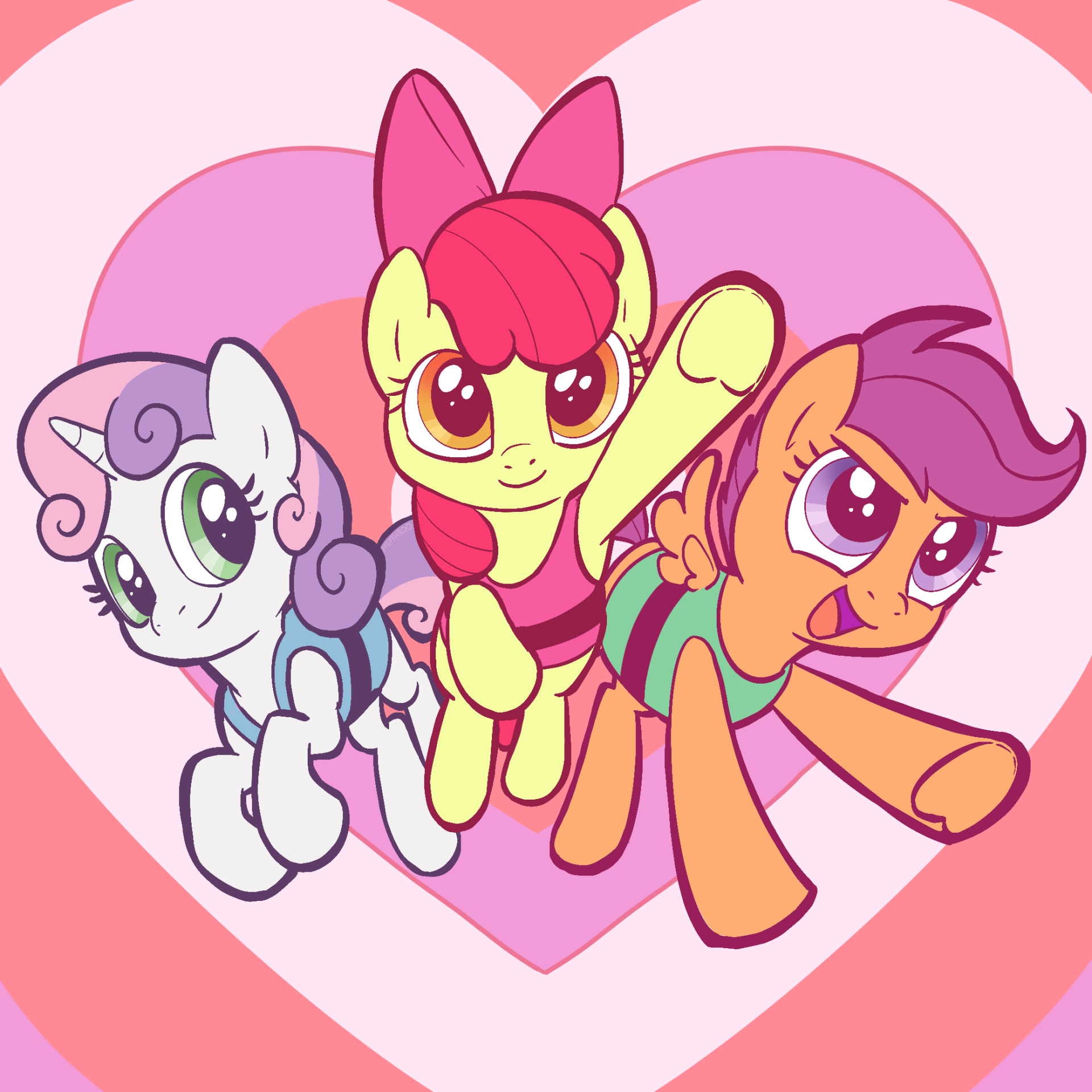 Download Apple Bloom The Powerpuff Girls My Little Pony: Friendship Is Magic Scootaloo (My Little Pony) Sweetie Belle TV Show Crossover Art