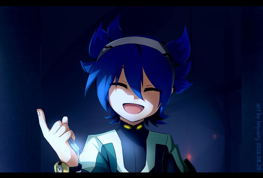 Download Blue Hair Xiao Wu (Azure Striker Gunvolt) Video Game Azure Striker Gunvolt 2 Art