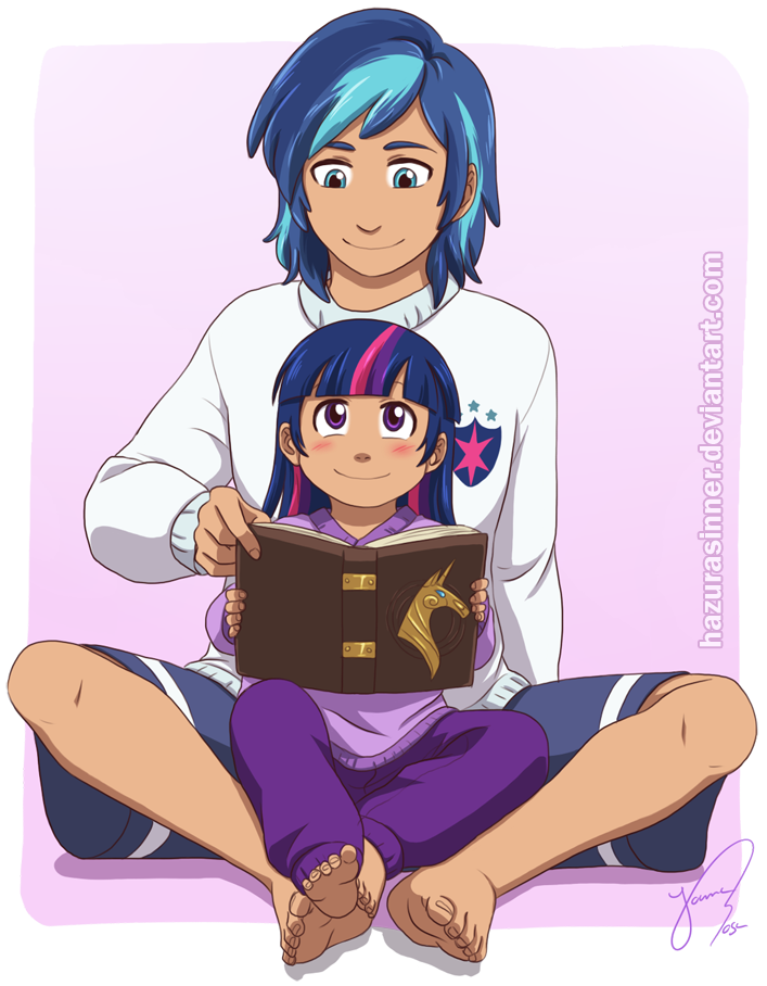 Download Barefoot Two-toned Hair Pajamas Humanized Shining Armor Twilight Sparkle TV Show My Little Pony: Friendship Is Magic Art