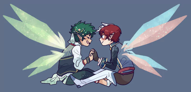 wings fairy Izuku Midoriya Shoto Todoroki Anime My Hero Academia Image