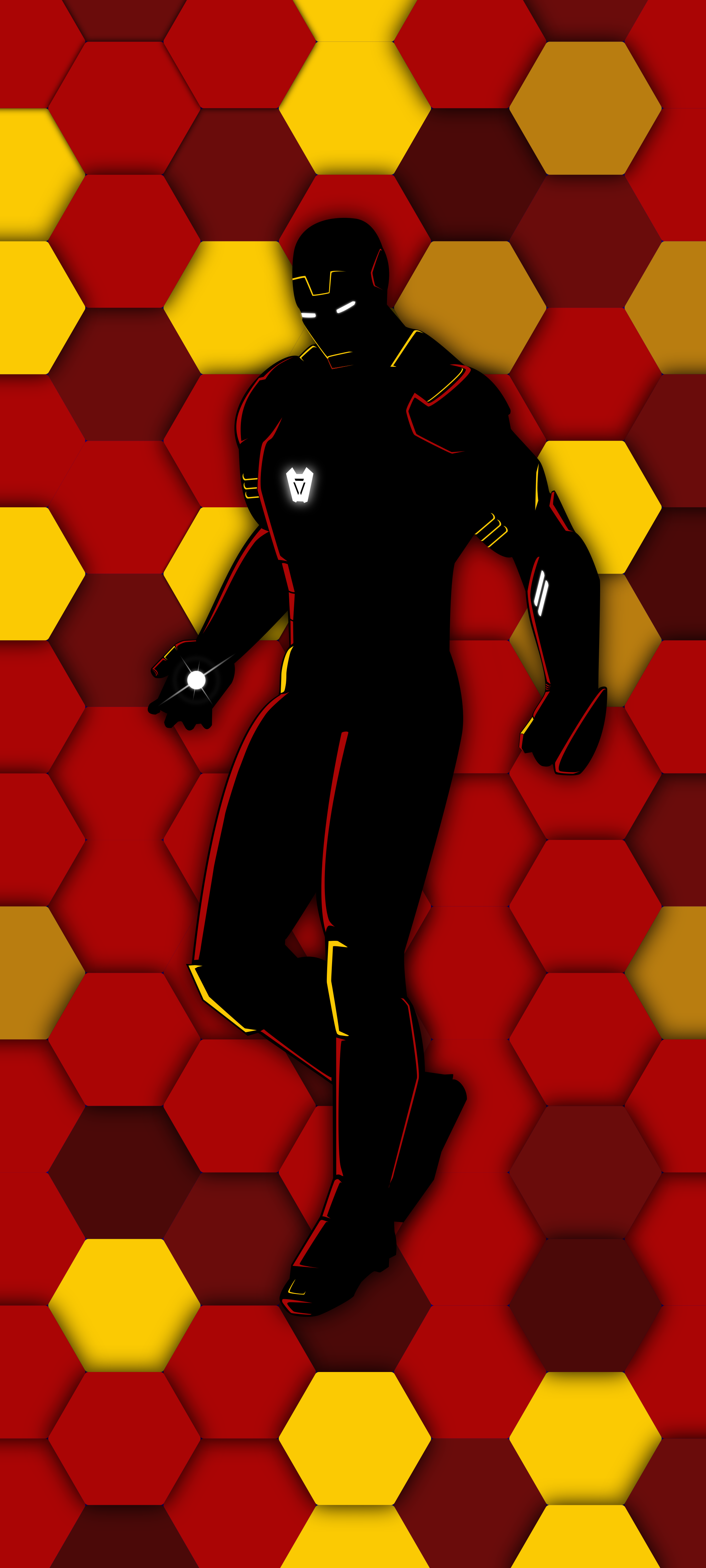 Iron Man Silhouette with hexagonal background by theKnight_2048