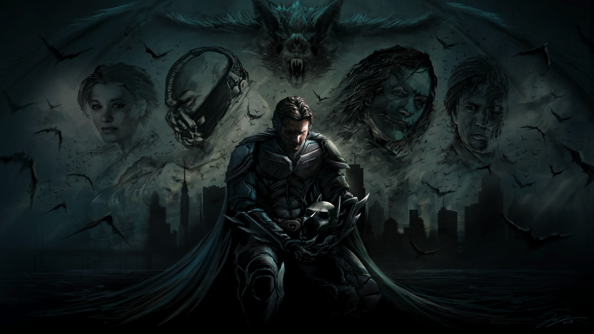 the dark knight trilogy Art by Leo Li