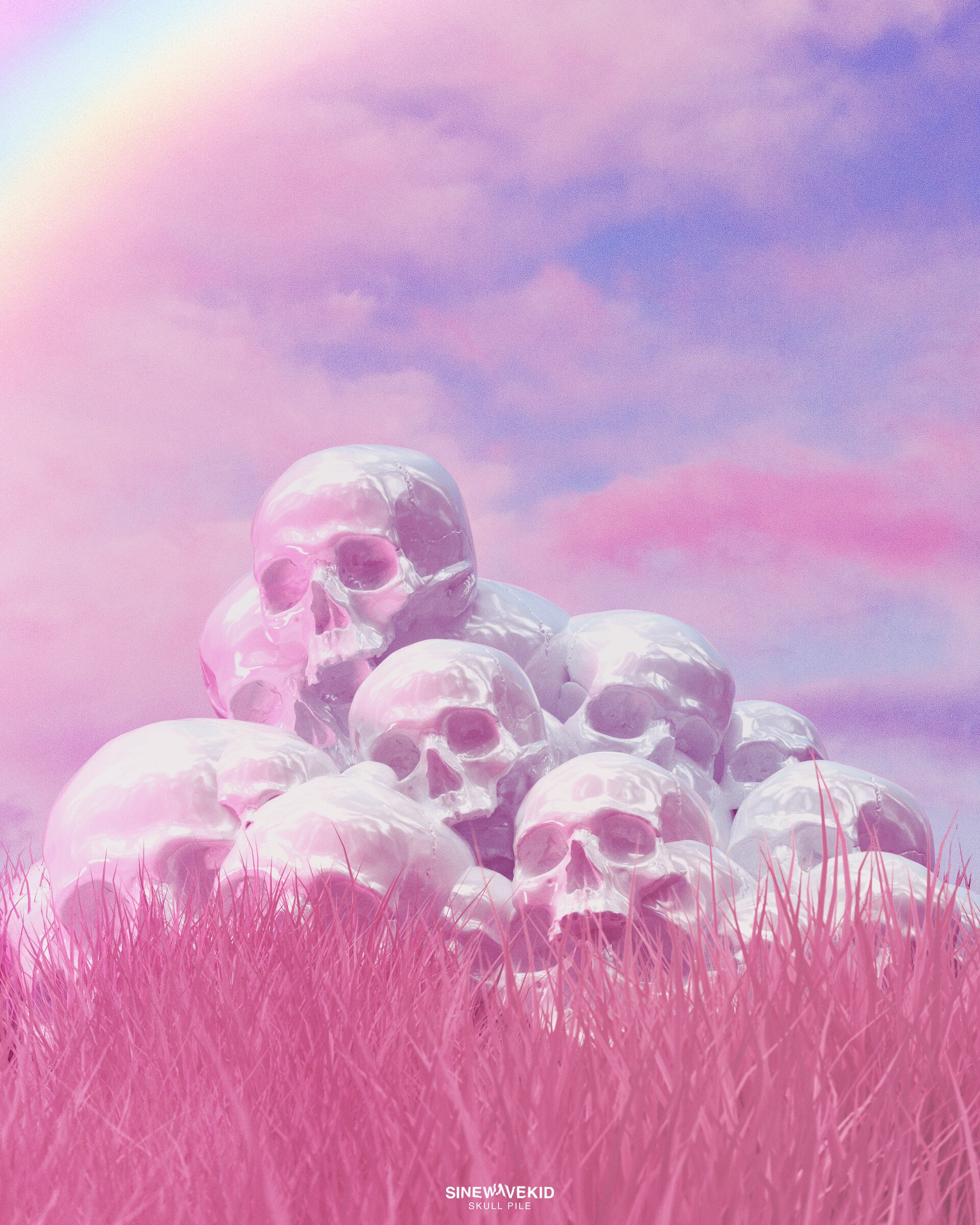 Download Dark Skull Surreal Pink Art