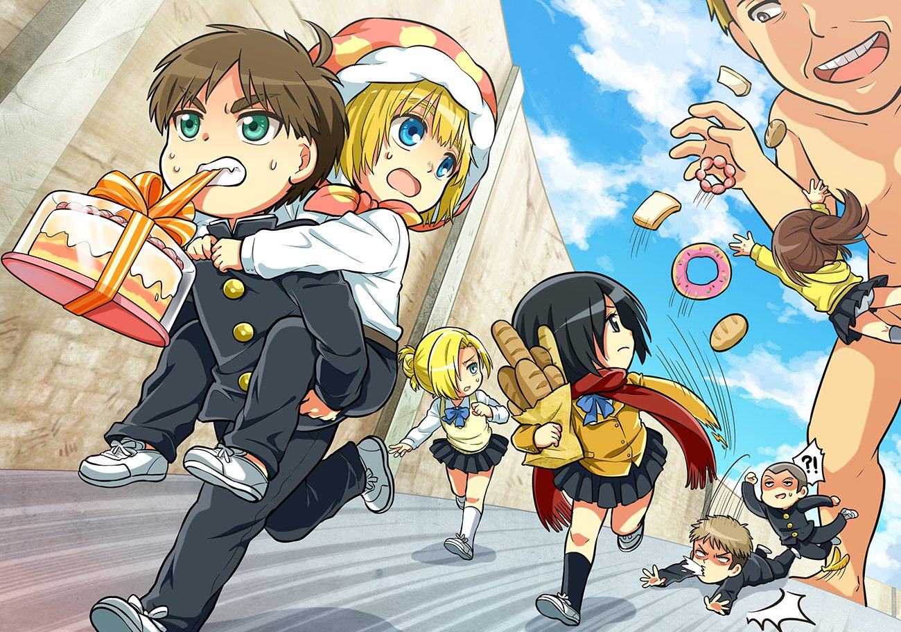 Download Mikasa Ackerman Jean Kirstein Armin Arlert Eren Yeager Connie Springer Annie Leonhart Anime Attack On Titan: Junior High Eren & Mikasa Art