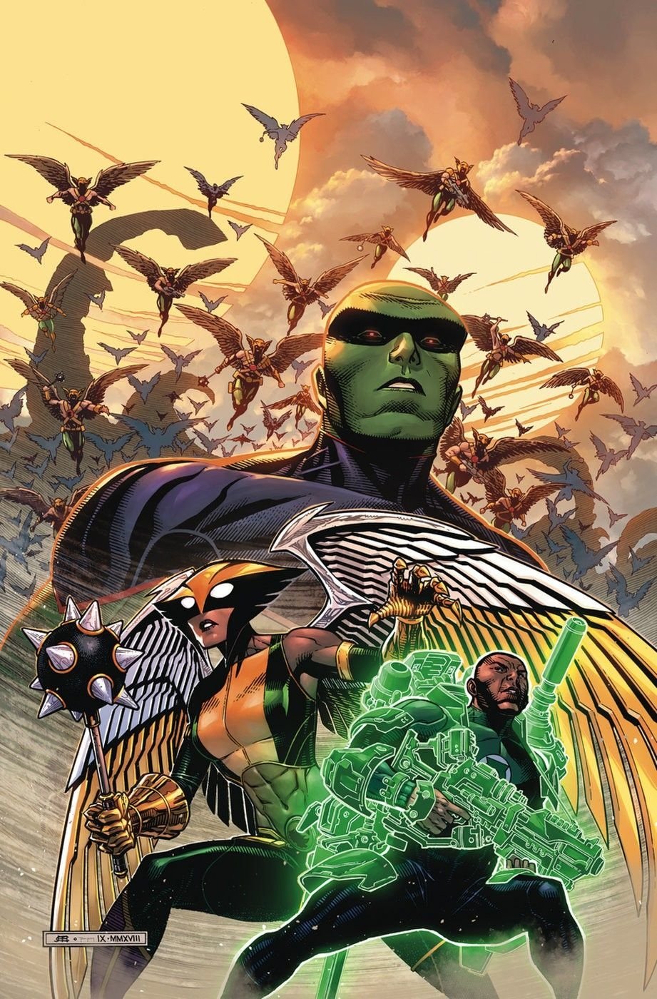 Download Green Lantern Thanagarian Martian Manhunter John Stewart (Green Lantern) Kendra Sanders Hawkgirl (DC Comics) Comic Justice League Art