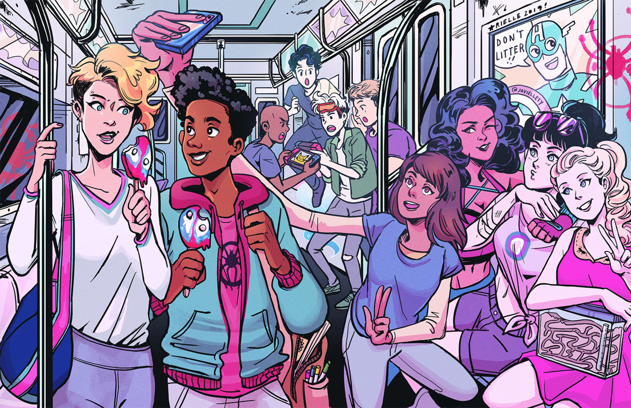Download Theodore Altman Billy Kaplan Tommy Shepherd Gwen Stacy Miles Morales Cassandra Lang Kamala Khan Kate Bishop America Chavez Comic Young Avengers Art