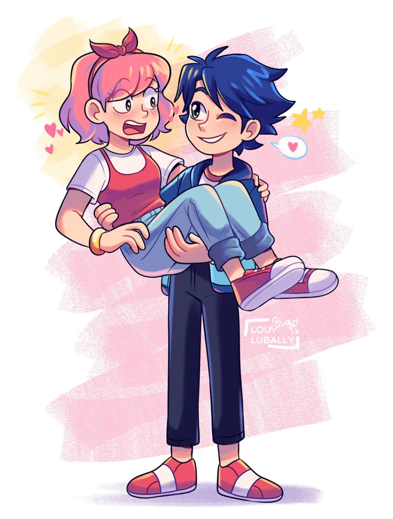 wink blue hair pink hair SonAmy humanized video game Sonic the Hedgehog Image