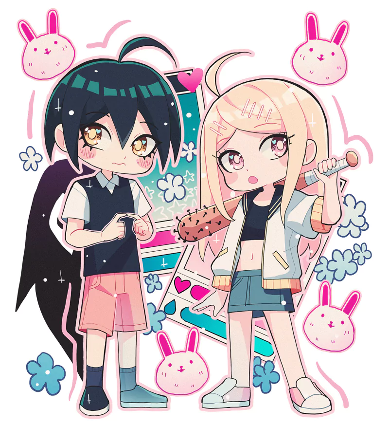 Danganronpa OMORI Something (Omori) Aubrey (Omori) Sunny (Omori) video game crossover Image