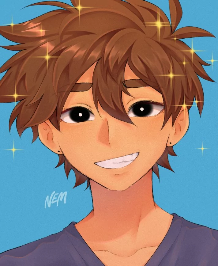 smile face brown hair Hero (Omori) video game OMORI Image