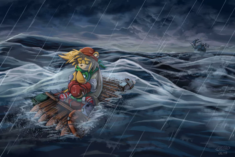 raft ocean Bark the Polar Bear Bean the Dynamite Comic Sonic Universe Image