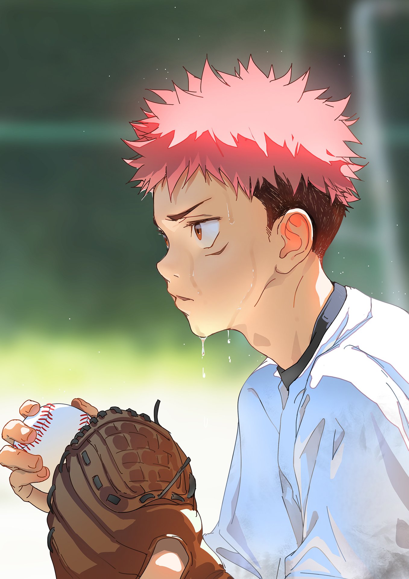 Download Brown Eyes Baseball Pink Hair Yuji Itadori Anime Jujutsu Kaisen Art