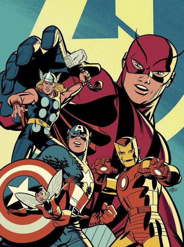 Download Tony Stark Janet Van Dyne Captain America Iron Man Thor Wasp (Marvel Comics) Hank Pym Giant-Man Comic Avengers Art
