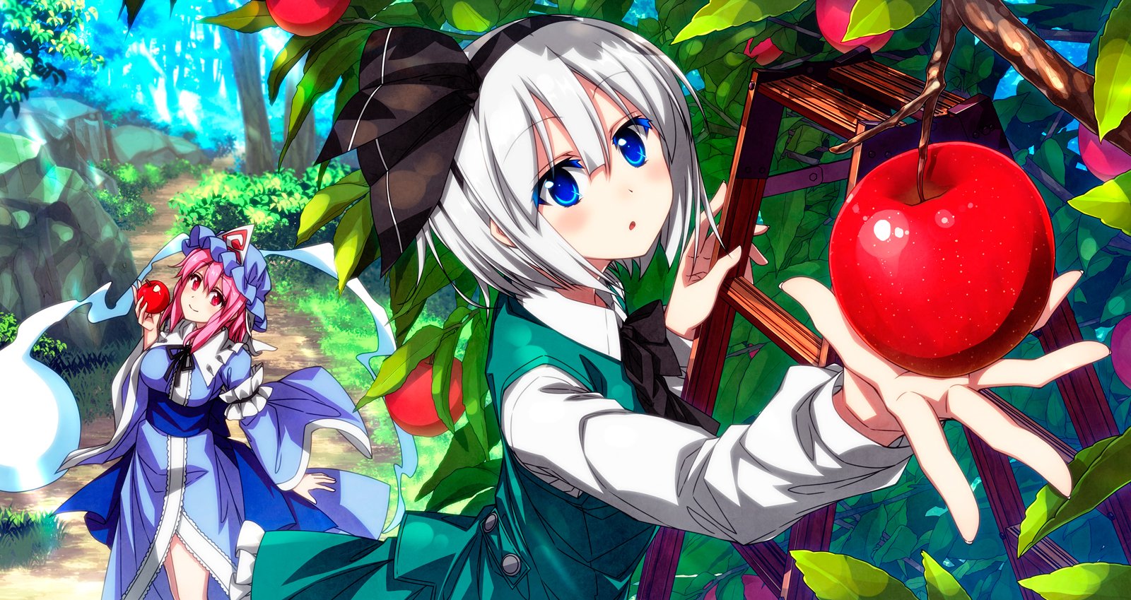 Download Yuyuko Saigyouji Youmu Konpaku Anime Touhou Art
