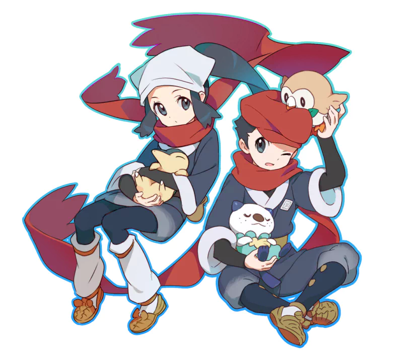 Cyndaquil (Pokémon) Oshawott (Pokémon) Rowlet (Pokémon) Rei (Pokémon) Akari (Pokémon) video game Pokémon Legends: Arceus Image