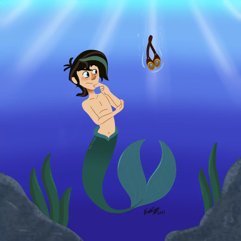 black hair two-toned hair underwater goggles merman Varian (Tangled) TV Show Tangled: The Series Image