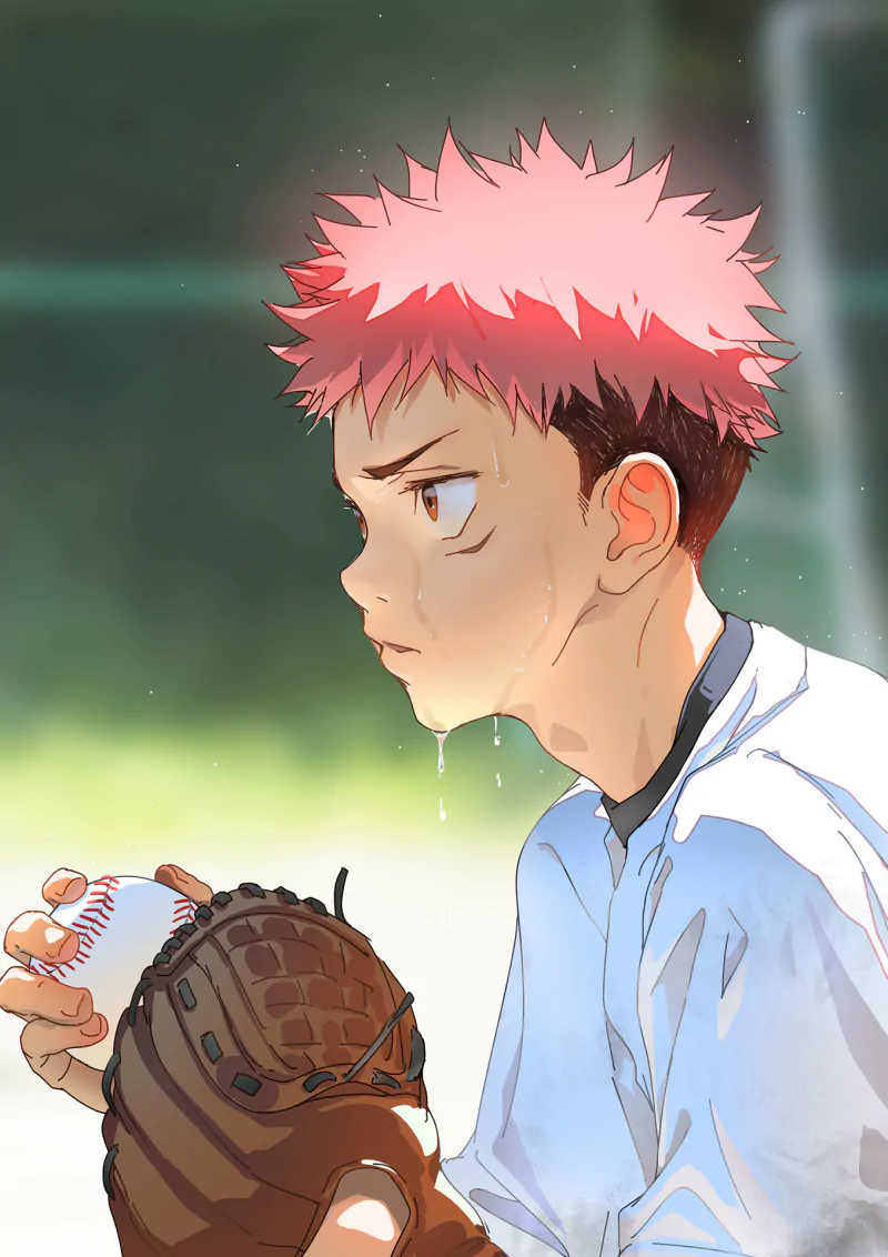 brown eyes baseball pink hair Yuji Itadori Anime Jujutsu Kaisen Image