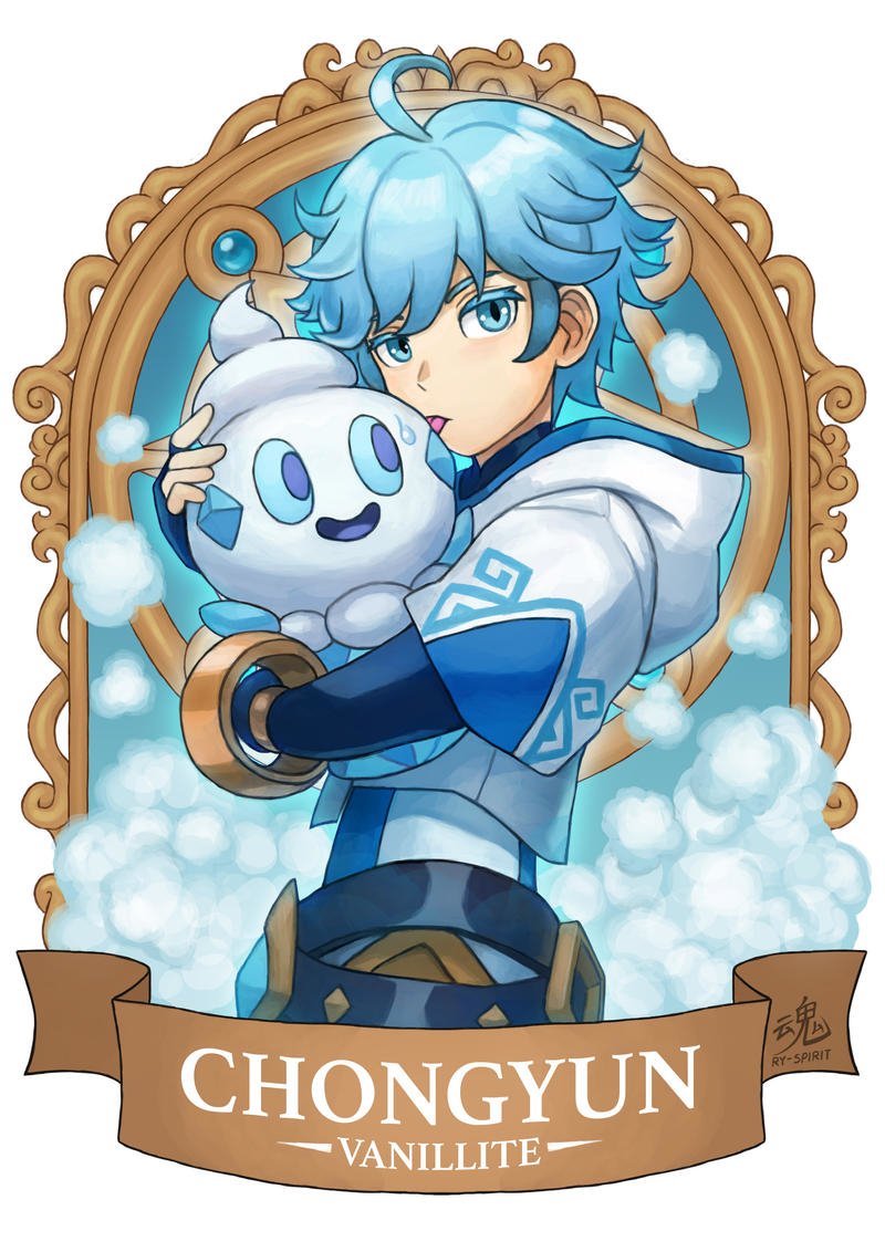 Download Genshin Impact Pokemon Vanillite (Pokémon) Chongyun (Genshin Impact) Video Game Crossover Art
