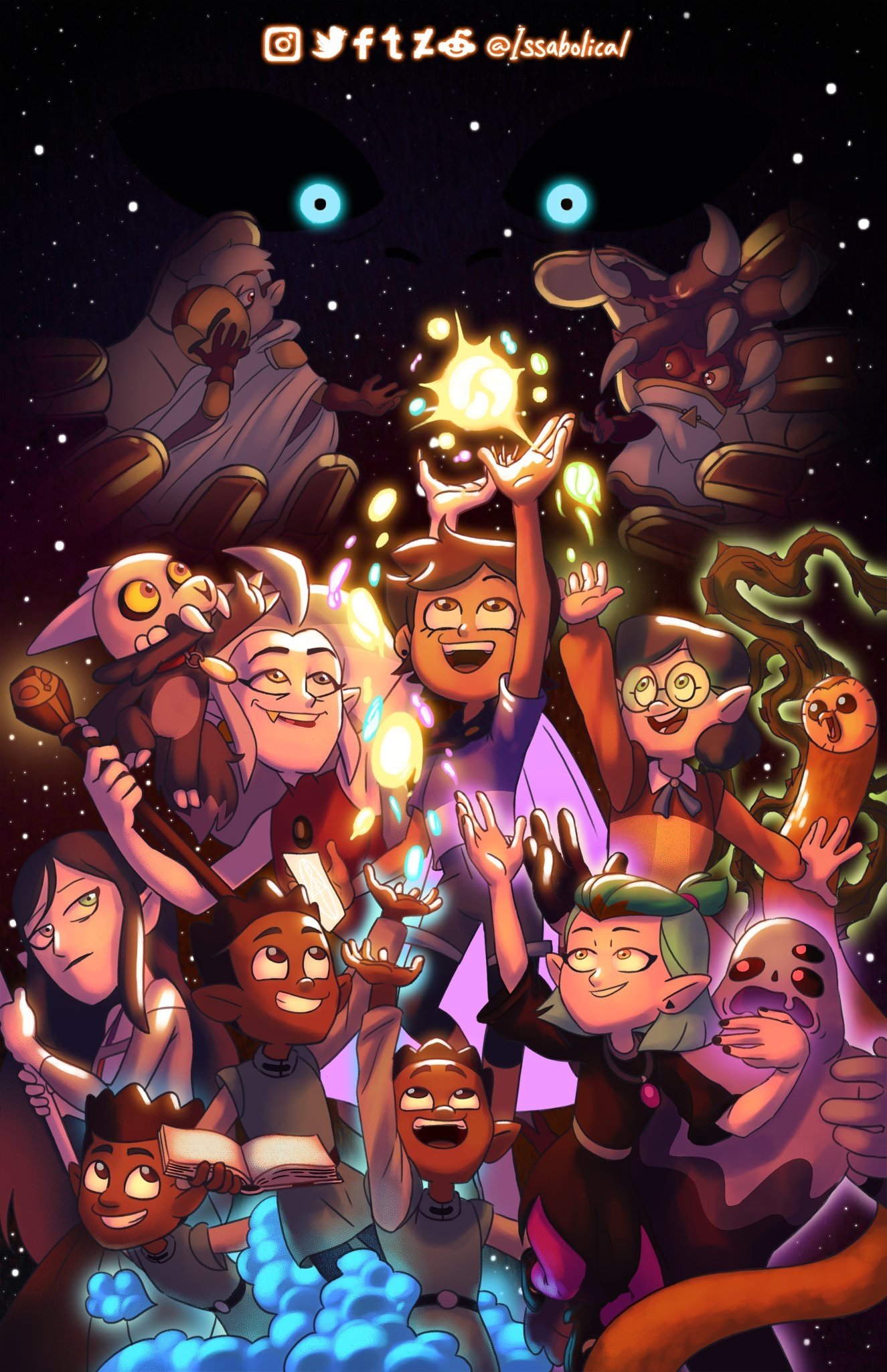 Download The Golden Guard Hooty (The Owl House) Belos (The Owl House) Kikimora (The Owl House) Lilith Clawthorne Eda Clawthorne Willow Park Hunter (The Owl House) Gus Porter Amity Blight Luz Noceda TV Show The Owl House Art