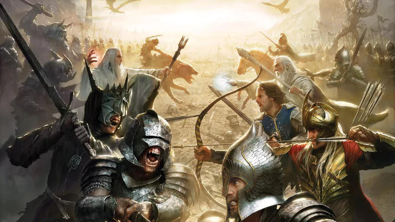 orc Saruman battle Aragon Gandalf video game the lord of the rings: conquest Image