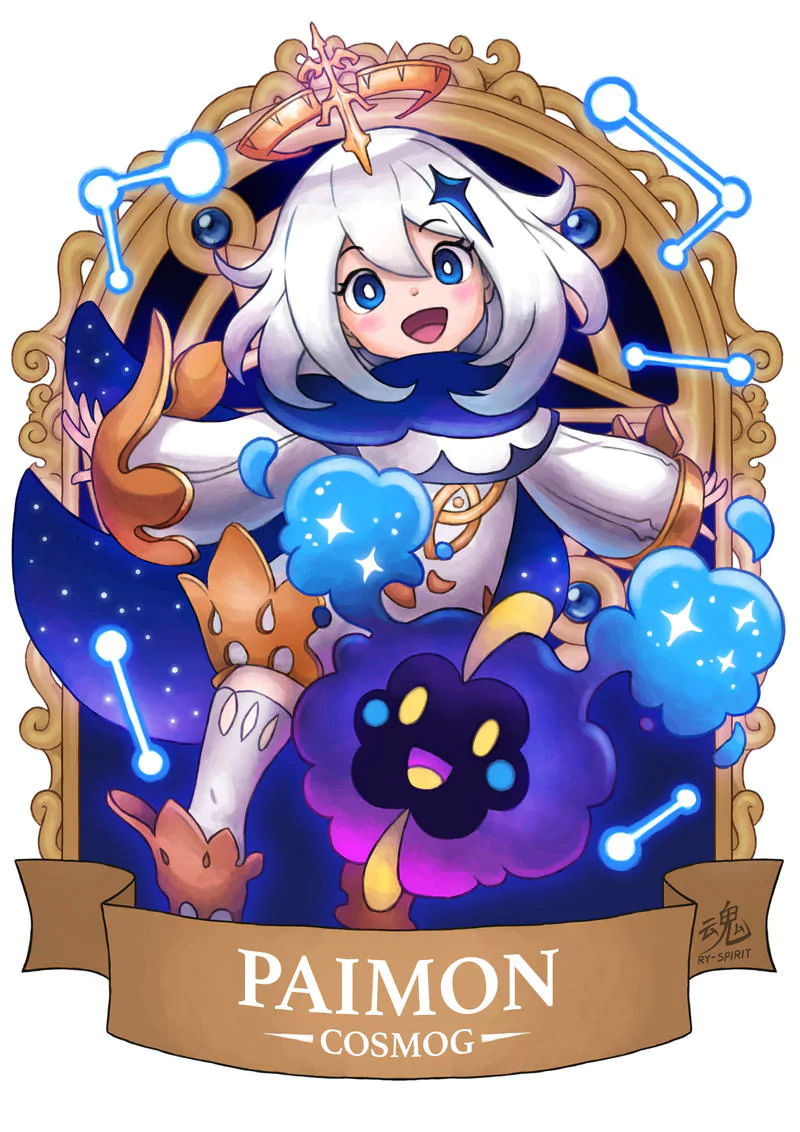 Genshin Impact Pokemon Cosmog (Pokémon) Paimon (Genshin Impact) video game crossover Image