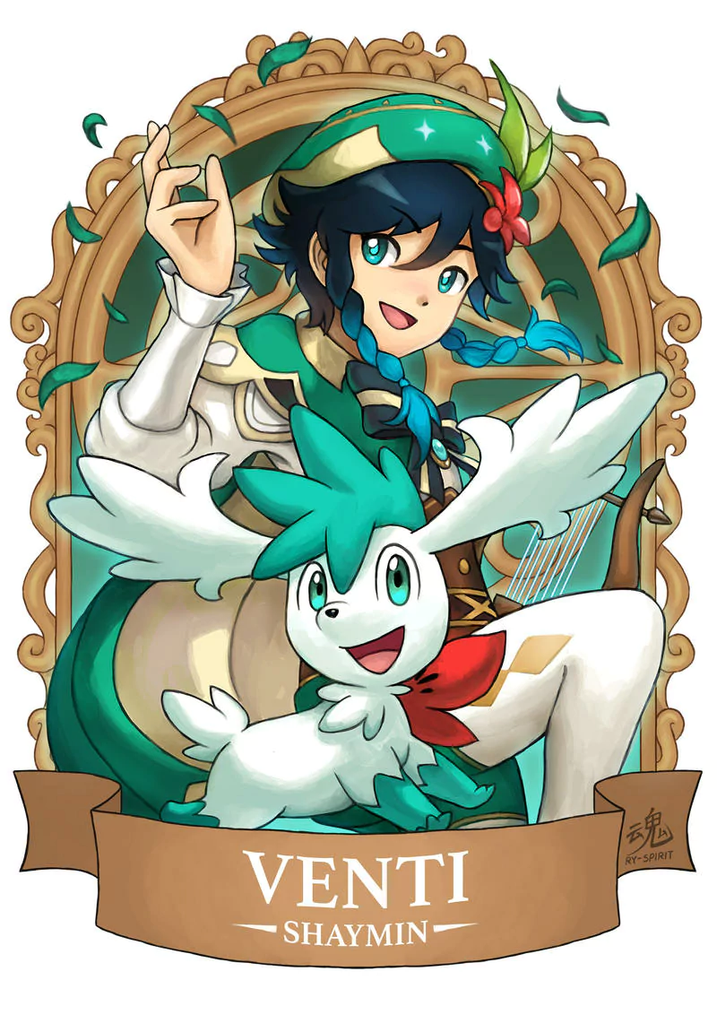 Genshin Impact Pokemon Shaymin (Pokémon) Venti (Genshin Impact) video game crossover Image