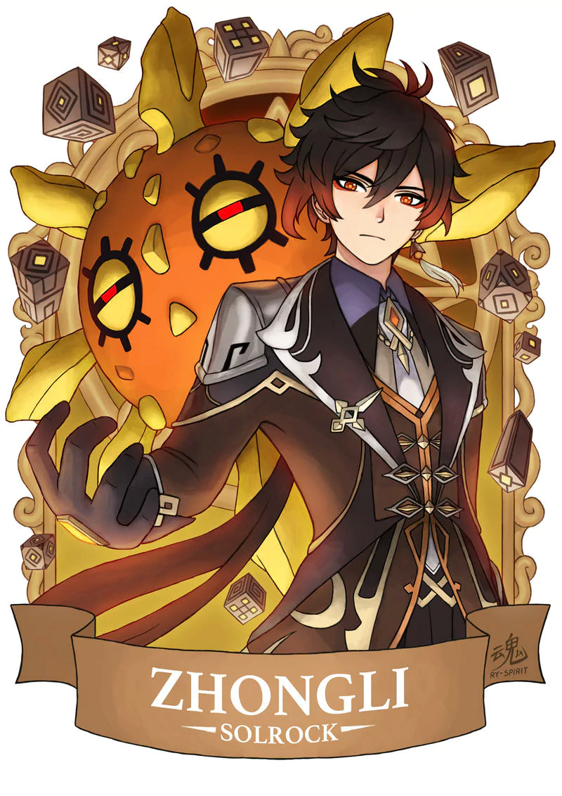 Genshin Impact Pokemon Solrock (Pokémon) Zhongli (Genshin Impact) video game crossover Image
