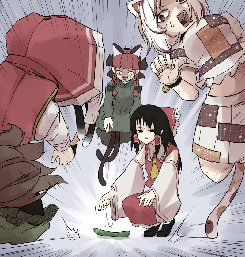 Reimu Hakurei Goutokuji Mike Rin Kaenbyou Chen (Touhou) Anime Touhou Image